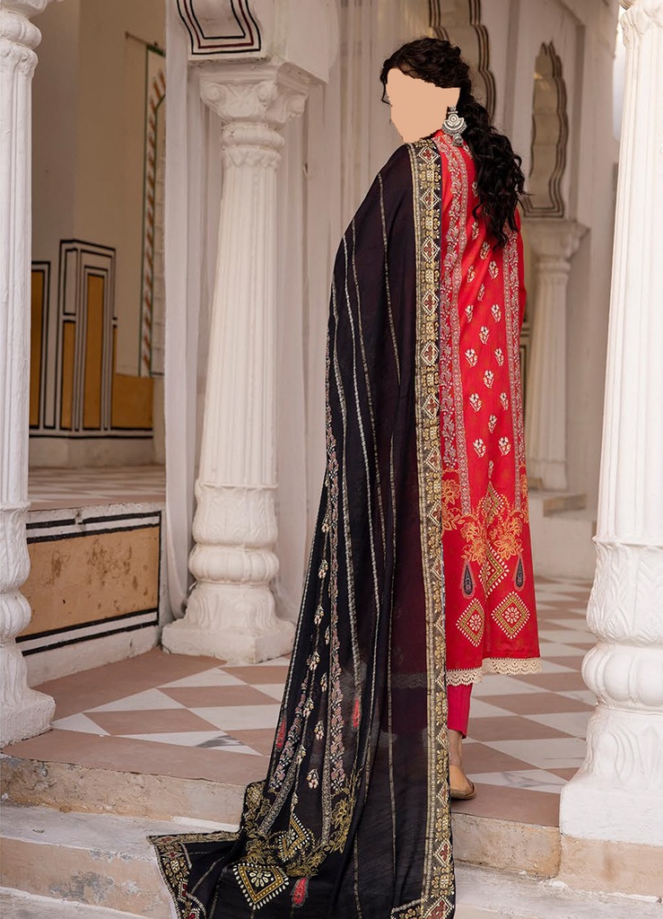 Orange Anabiya Unstitched 3PC Printed Lawn Suit V9-D10