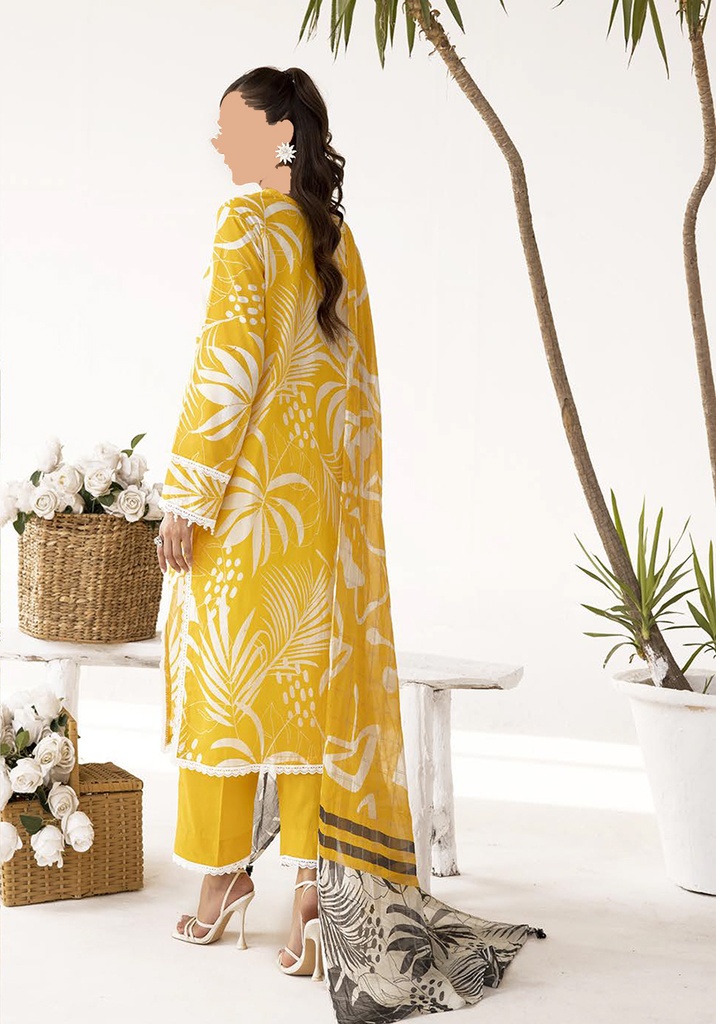 Orange Anabiya Unstitched 3PC Printed Lawn Suit V9-D03